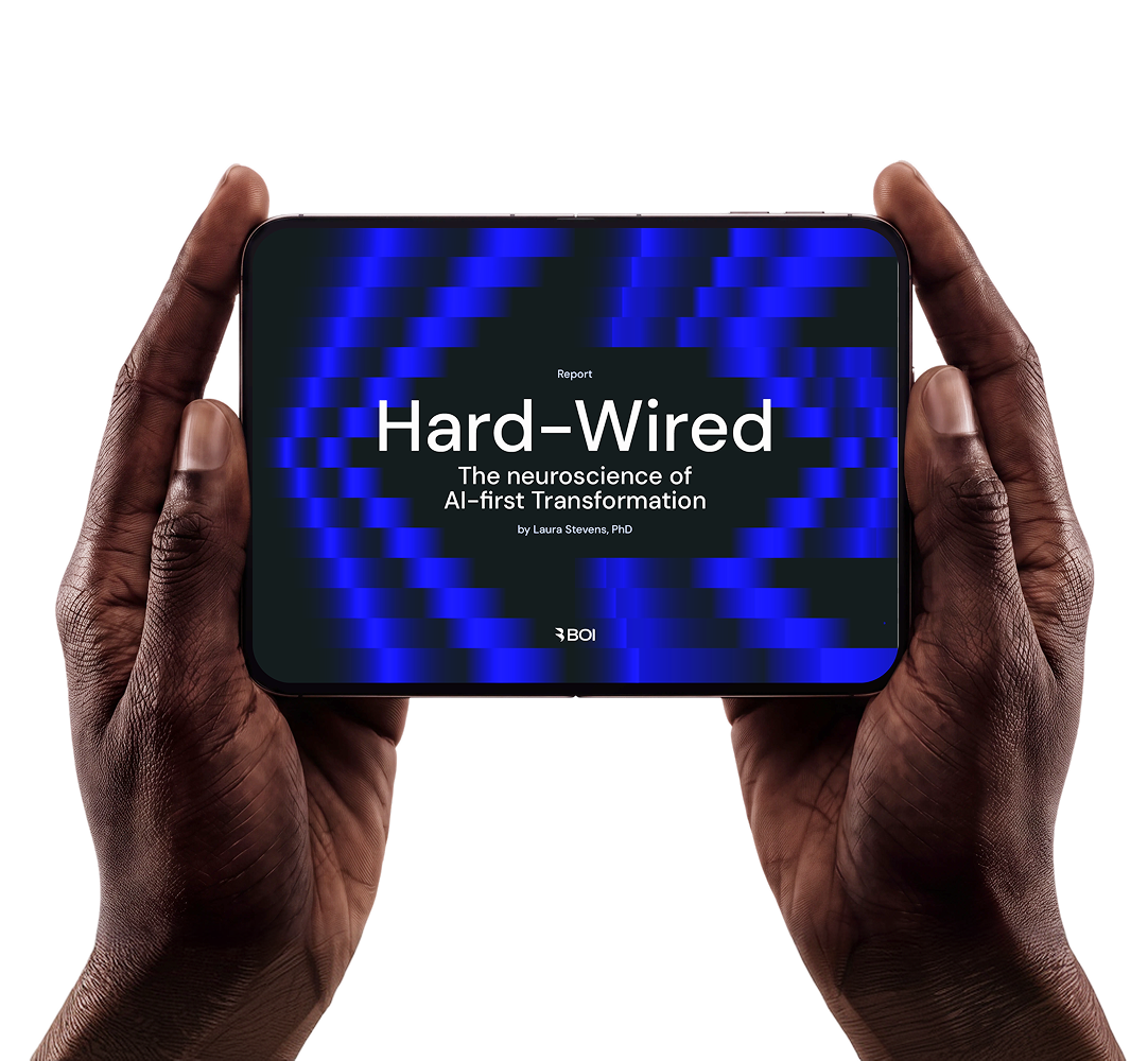 Hard-Wired whitepaper by Laura Stevens, PhD, shown on a tablet